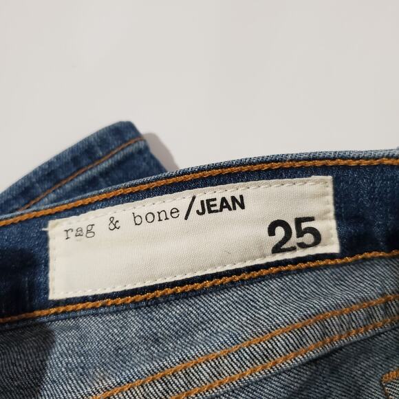 Rag & Bone Dre Distressed & Repaired Ada Brigade Boyfriend Jean Womens 25 Blue - Picture 8 of 12